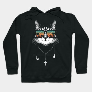 Cool Cat Sunglasses Vintage Retro Hoodie